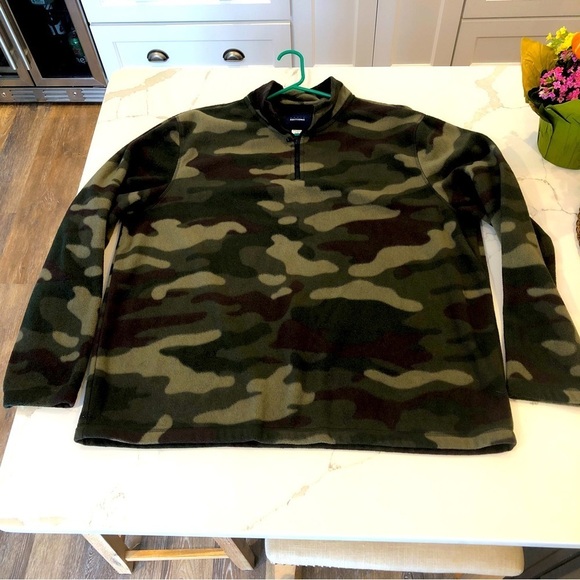 Basic Editions Men’s Green Tan Camo Fleece 1/4 Zip Pullover Outdoors Cozy Sz XXL - Picture 3 of 8